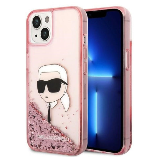 Etui til Apple iPhone 14 Plus, Karl Lagerfeld, Glitter Karl's Head, Pink