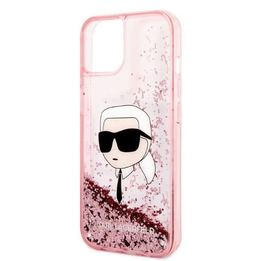 Etui til Apple iPhone 14 Plus, Karl Lagerfeld, Glitter Karl's Head, Pink