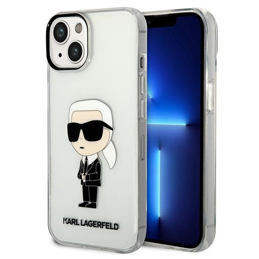 Cover til Apple iPhone 14 Plus, Karl Lagerfeld, Ikonik Karl, Gennemsigtig