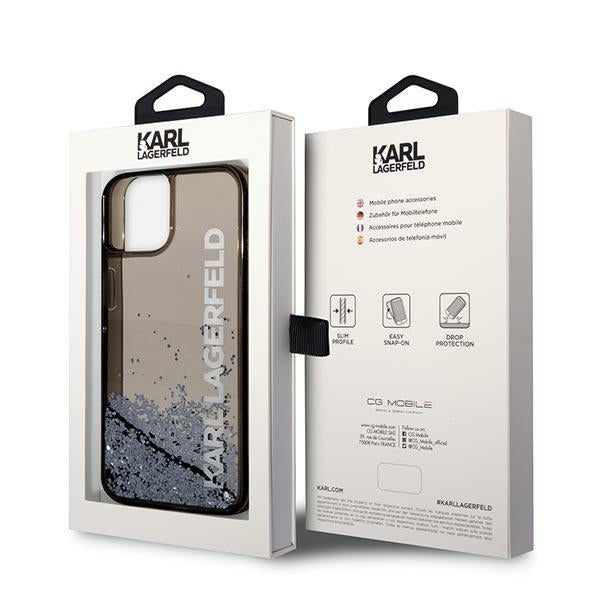 Cover til Apple iPhone 14 Plus, Karl Lagerfeld, Liquid Glitter KL Logo, Sort