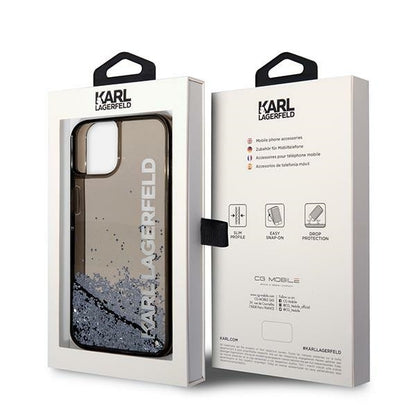 Cover til Apple iPhone 14 Plus, Karl Lagerfeld, Liquid Glitter KL Logo, Sort