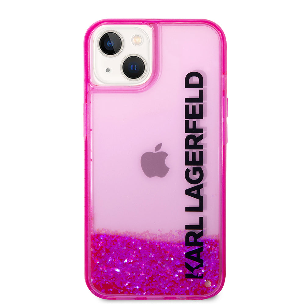 Etui til Apple iPhone 14 Plus, Karl Lagerfeld, Liquid Glitter KL Logo, Pink