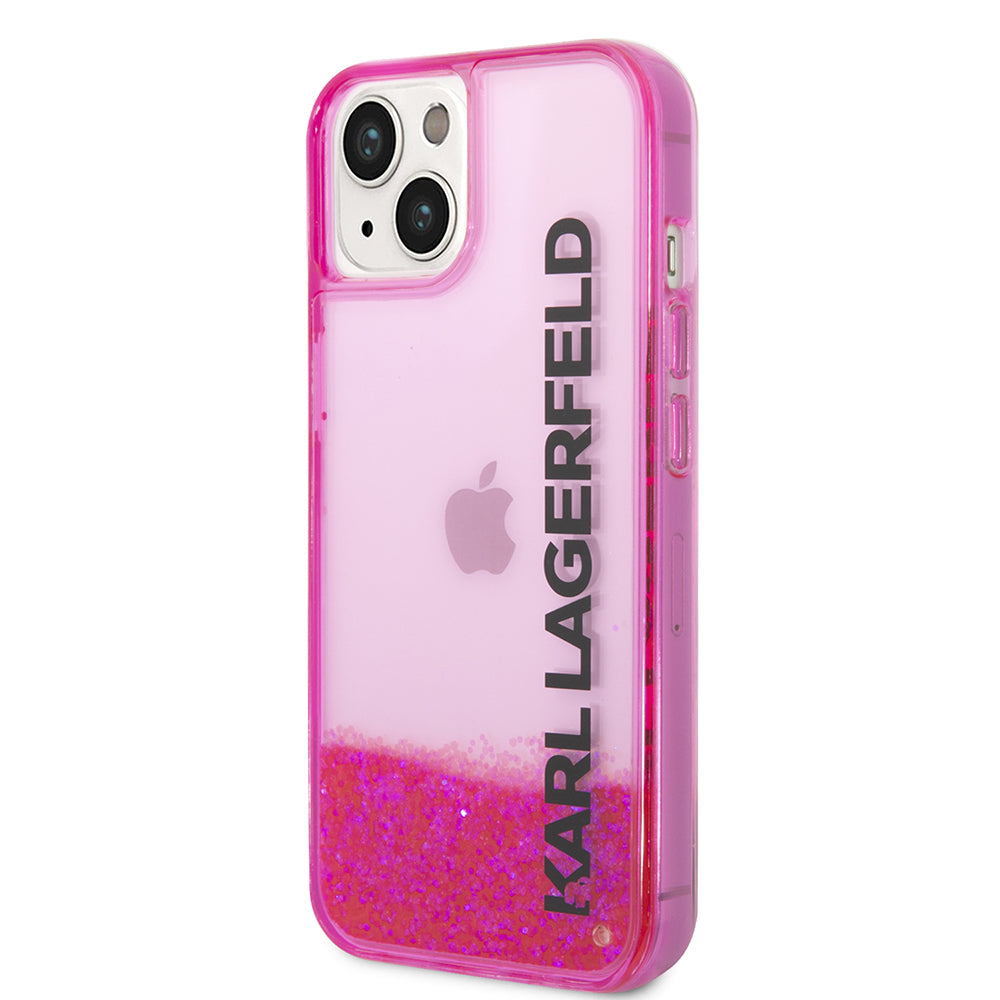 Etui til Apple iPhone 14 Plus, Karl Lagerfeld, Liquid Glitter KL Logo, Pink