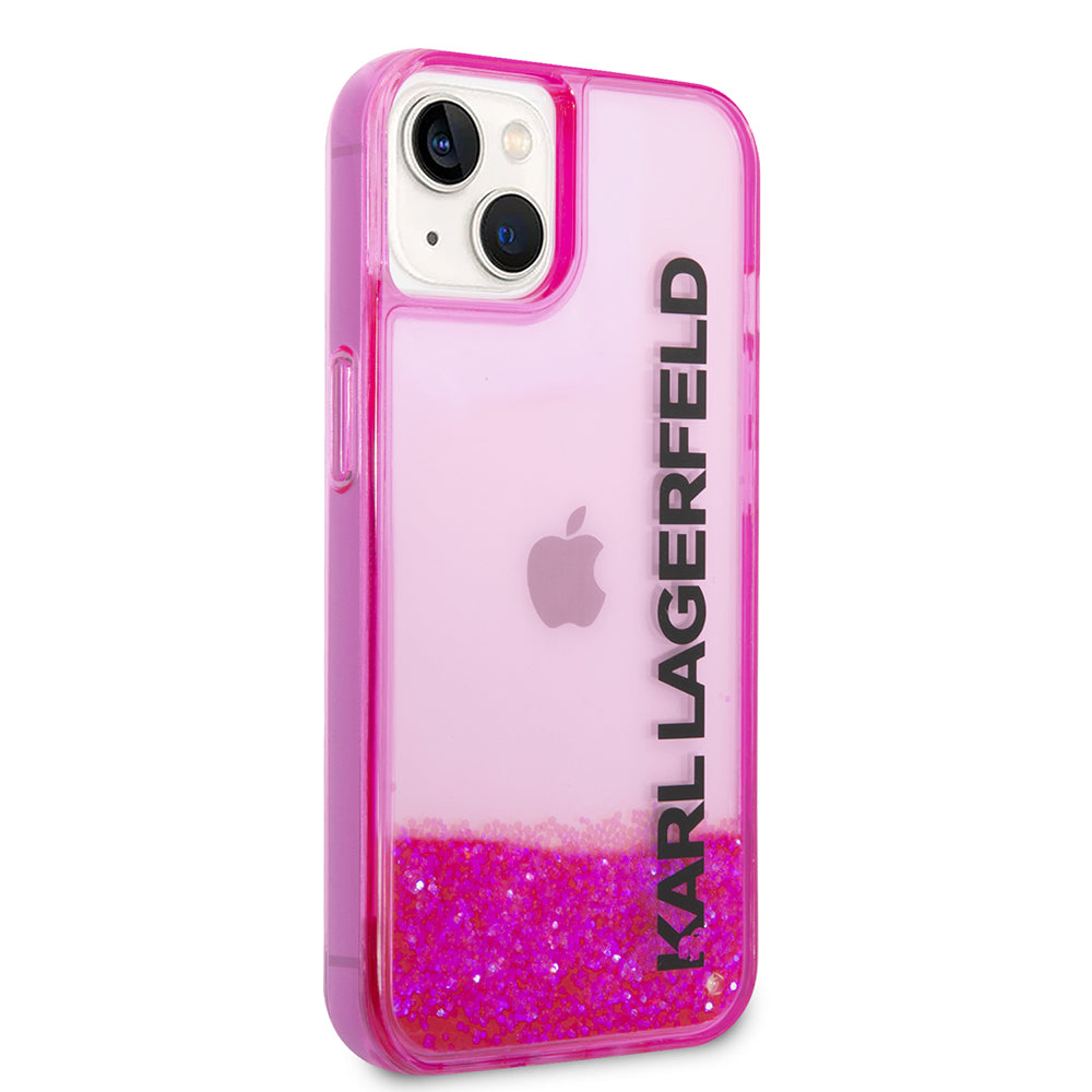 Etui til Apple iPhone 14 Plus, Karl Lagerfeld, Liquid Glitter KL Logo, Pink