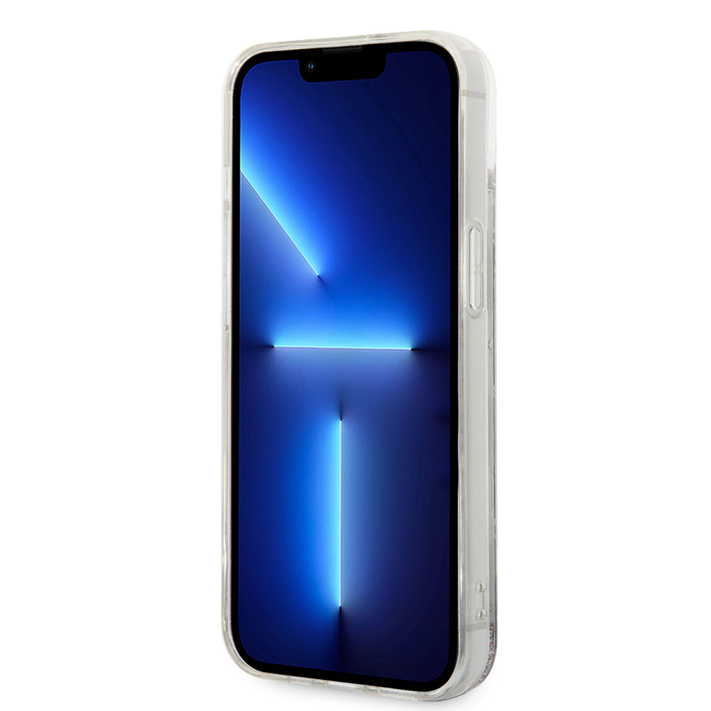 Etui til Apple iPhone 14 Plus, Karl Lagerfeld, Liquid Glitter Monogram, Sølvfarvet