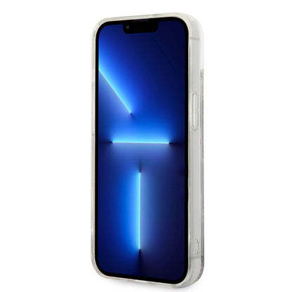 Etui til Apple iPhone 14 Plus, Karl Lagerfeld, Liquid Glitter Monogram, Sølvfarvet