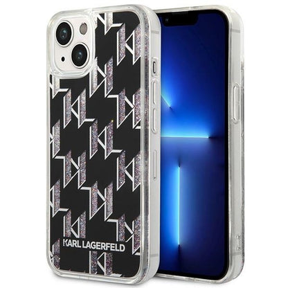 Cover til Apple iPhone 14 Plus, Karl Lagerfeld, Liquid Glitter Monogram, Sort