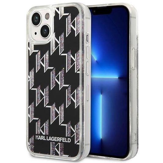 Cover til Apple iPhone 14 Plus, Karl Lagerfeld, Liquid Glitter Monogram, Sort