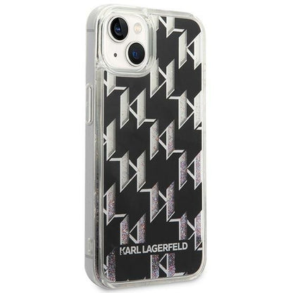 Cover til Apple iPhone 14 Plus, Karl Lagerfeld, Liquid Glitter Monogram, Sort