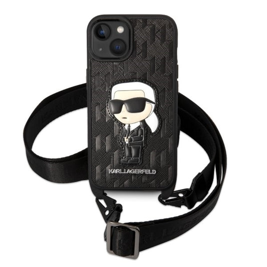 Etui til Apple iPhone 14 Plus, Karl Lagerfeld, Monogram Ikonik Karl, Hvid