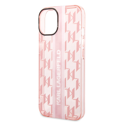 Etui til Apple iPhone 14 Plus, Karl Lagerfeld, Monogram Stripe, Pink