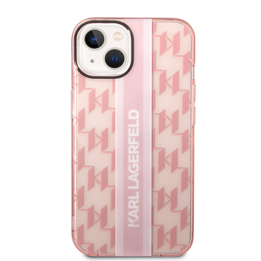 Etui til Apple iPhone 14 Plus, Karl Lagerfeld, Monogram Stripe, Pink