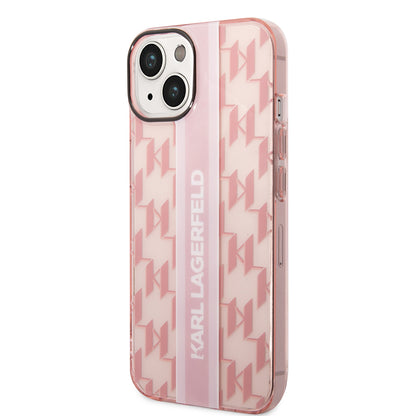 Etui til Apple iPhone 14 Plus, Karl Lagerfeld, Monogram Stripe, Pink