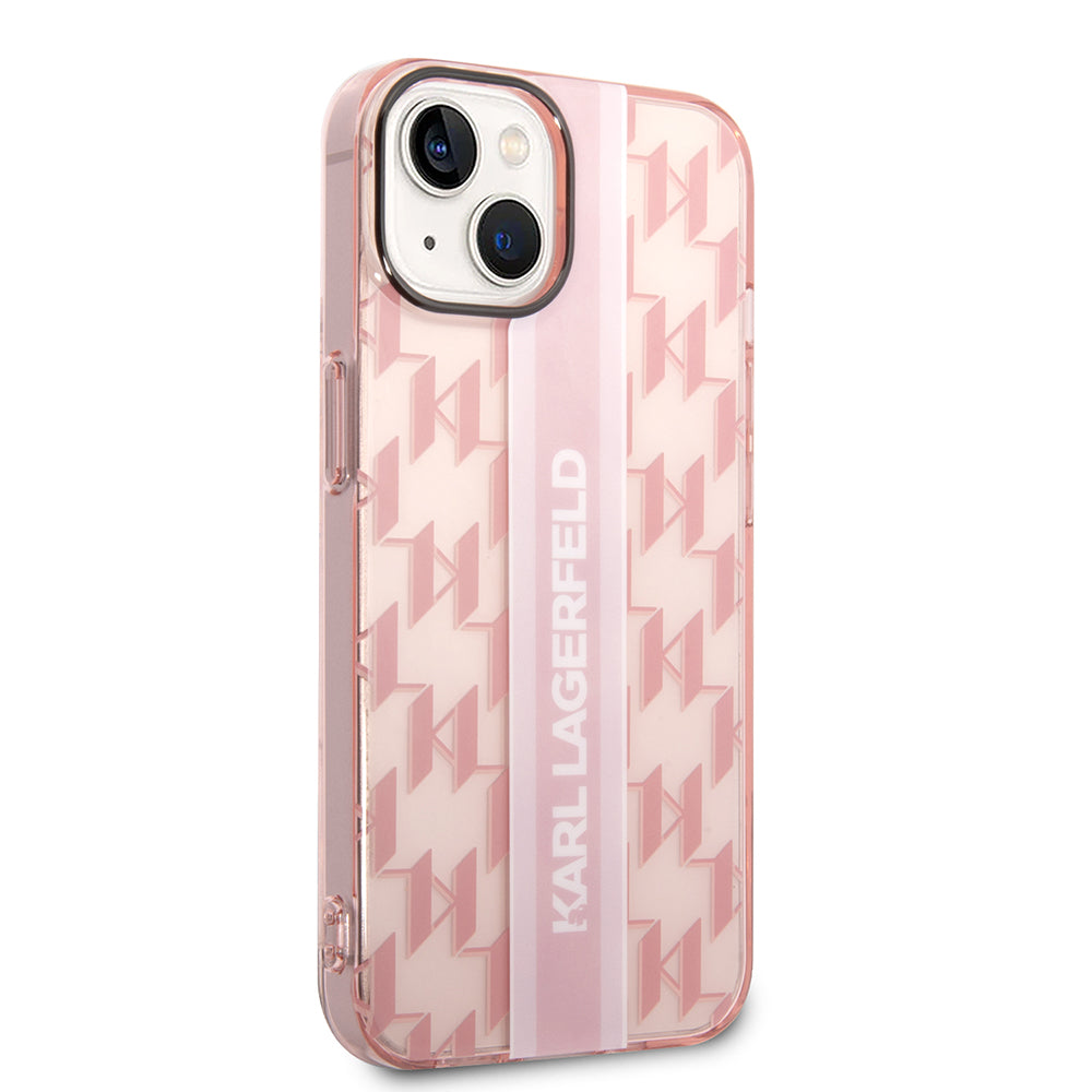 Etui til Apple iPhone 14 Plus, Karl Lagerfeld, Monogram Stripe, Pink