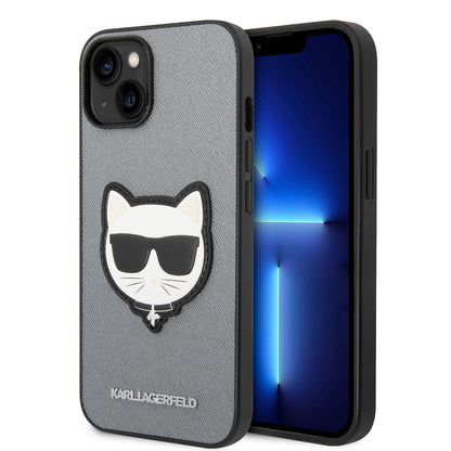 Etui til Apple iPhone 14 Plus, Karl Lagerfeld, Saffiano Choupette's Head, Sølvfarvet