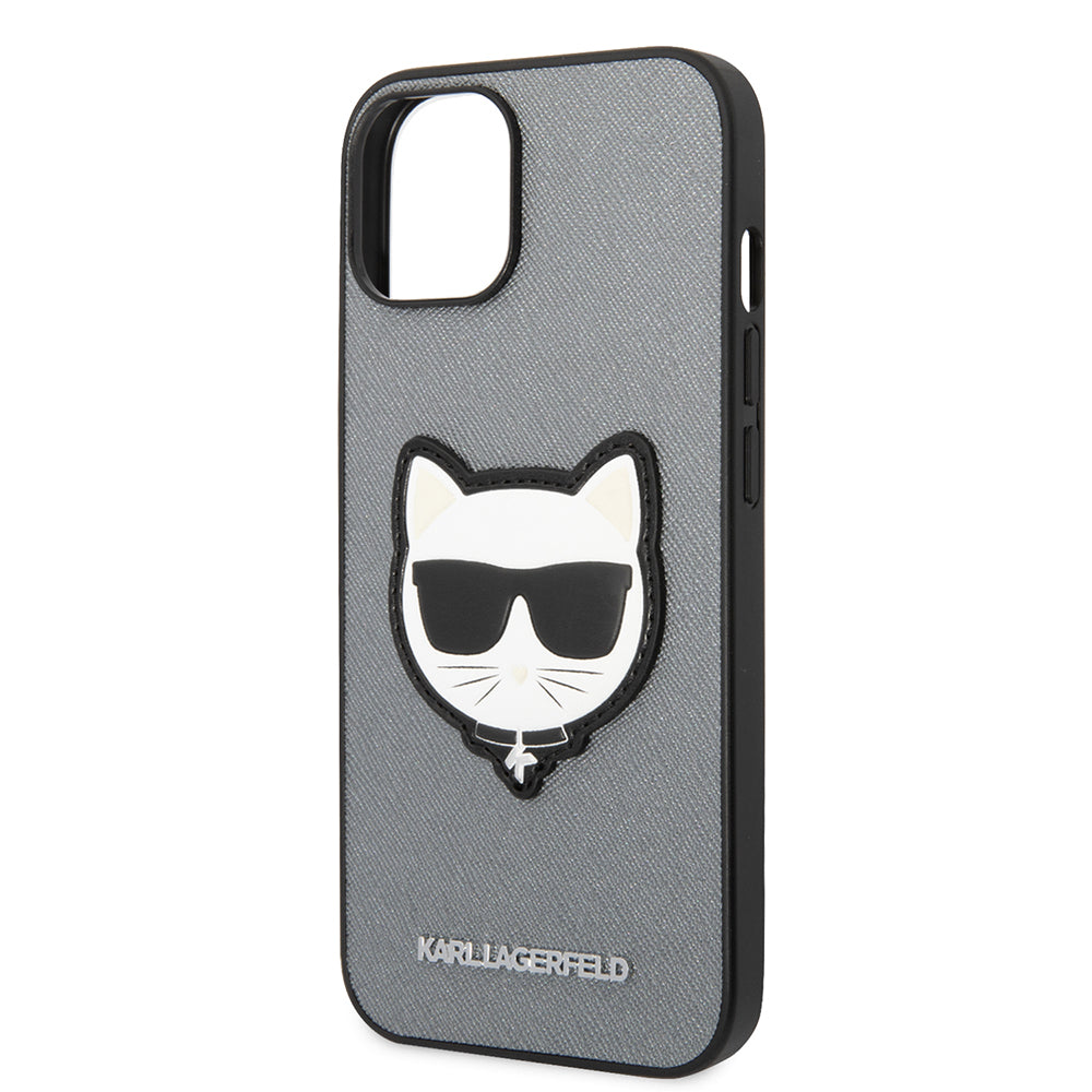 Etui til Apple iPhone 14 Plus, Karl Lagerfeld, Saffiano Choupette's Head, Sølvfarvet
