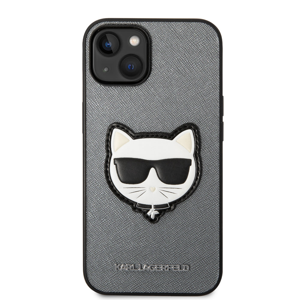 Etui til Apple iPhone 14 Plus, Karl Lagerfeld, Saffiano Choupette's Head, Sølvfarvet