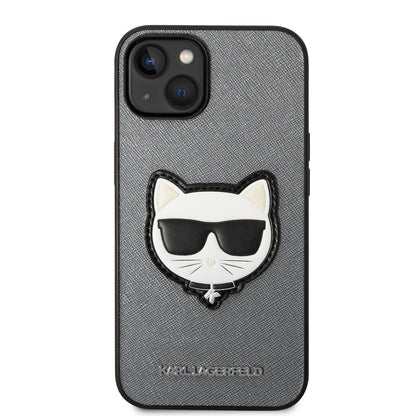 Etui til Apple iPhone 14 Plus, Karl Lagerfeld, Saffiano Choupette's Head, Sølvfarvet