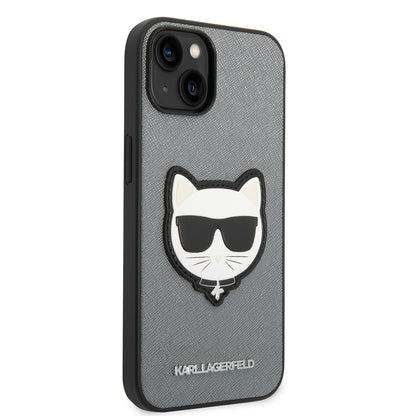 Etui til Apple iPhone 14 Plus, Karl Lagerfeld, Saffiano Choupette's Head, Sølvfarvet