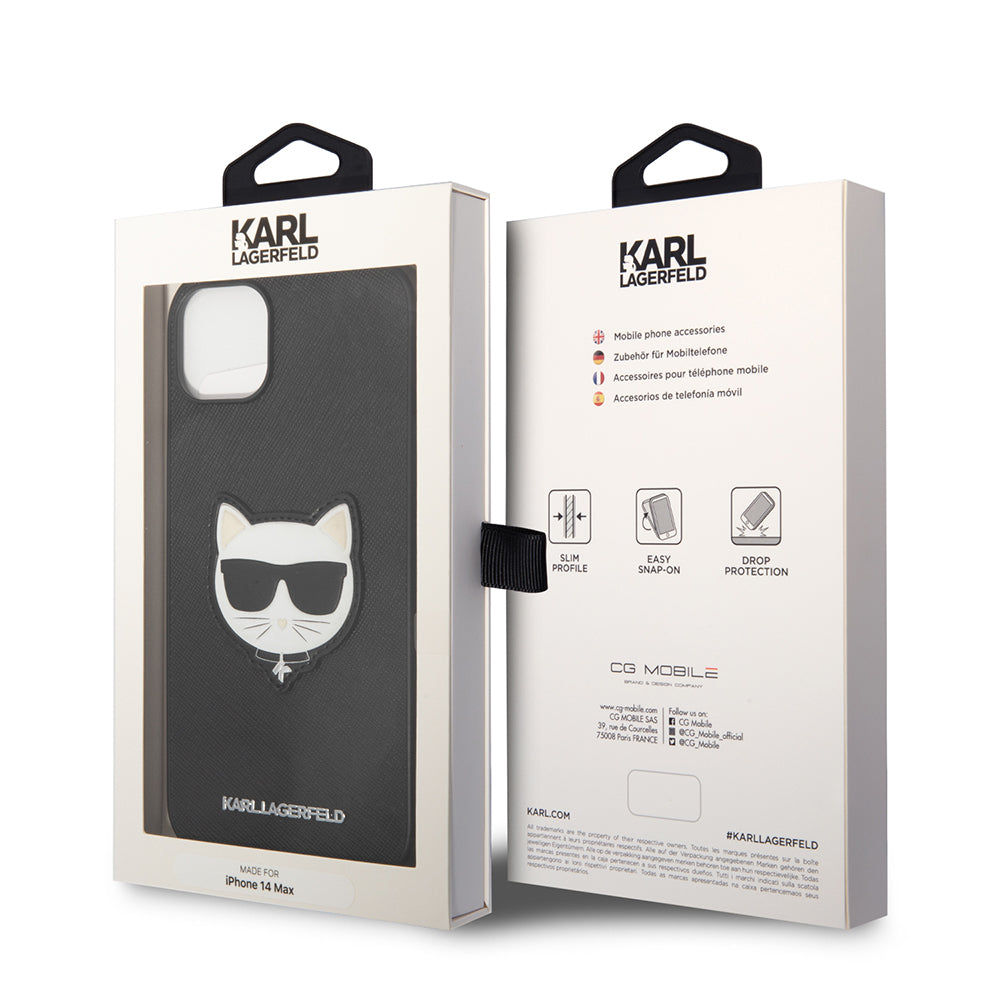 Etui til Apple iPhone 14 Plus, Karl Lagerfeld, Saffiano Choupette's Head, Sort