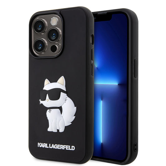 Etui til Apple iPhone 14 Pro, Karl Lagerfeld, 3D Rubber Choupette, Sort