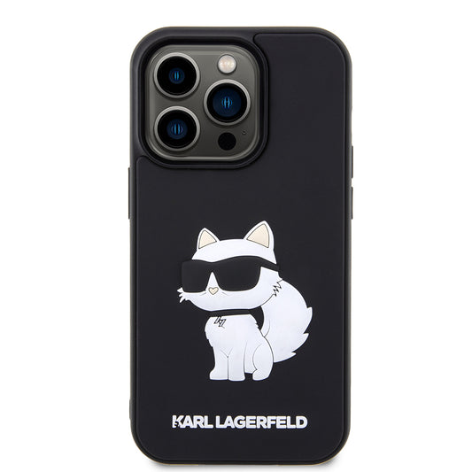 Etui til Apple iPhone 14 Pro, Karl Lagerfeld, 3D Rubber Choupette, Sort