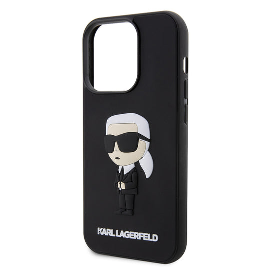 Etui til Apple iPhone 14 Pro, Karl Lagerfeld, 3D Rubber Ikonik Karl, Sort