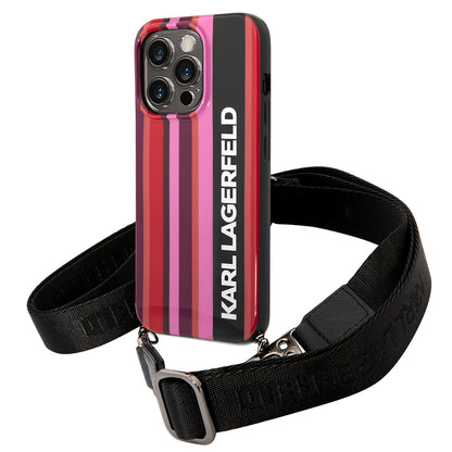 Etui til Apple iPhone 14 Pro, Karl Lagerfeld, Color Stripes with Strap, Pink