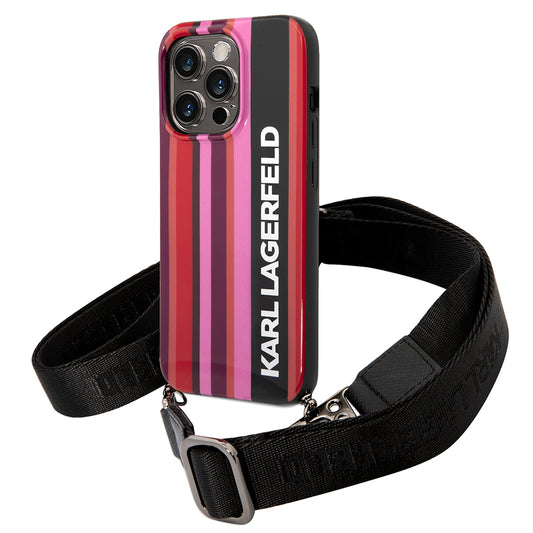 Etui til Apple iPhone 14 Pro, Karl Lagerfeld, Color Stripes with Strap, Pink