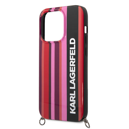 Etui til Apple iPhone 14 Pro, Karl Lagerfeld, Color Stripes with Strap, Pink