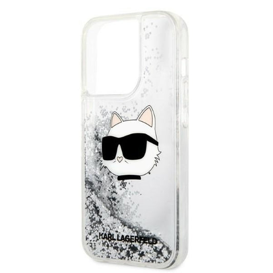 Cover til Apple iPhone 14 Pro, Karl Lagerfeld, Glitter Choupette's Head, Sølvfarvet