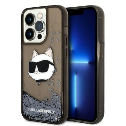Etui til Apple iPhone 14 Pro, Karl Lagerfeld, Glitter Choupette's Head, Sort