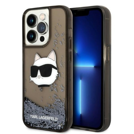 Etui til Apple iPhone 14 Pro, Karl Lagerfeld, Glitter Choupette's Head, Sort