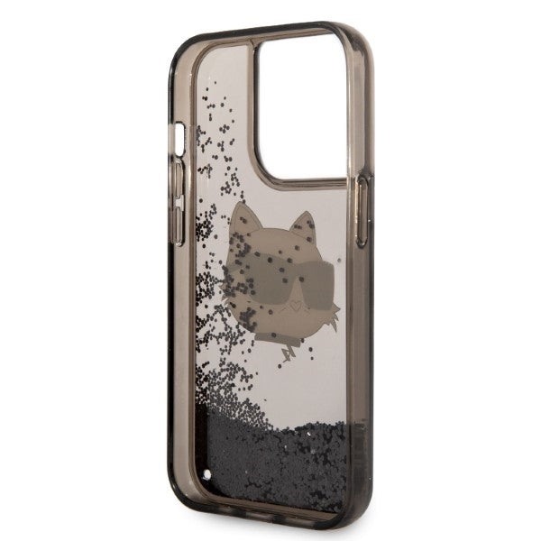 Etui til Apple iPhone 14 Pro, Karl Lagerfeld, Glitter Choupette's Head, Sort