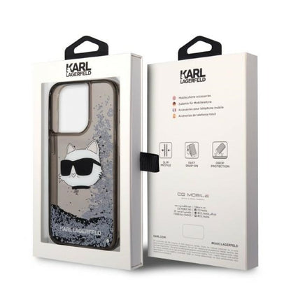Etui til Apple iPhone 14 Pro, Karl Lagerfeld, Glitter Choupette's Head, Sort