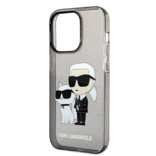 Cover til Apple iPhone 14 Pro, Karl Lagerfeld, Glitter Karl & Choupette, Sort