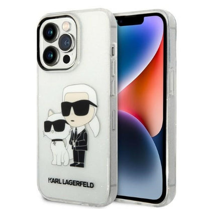 Cover til Apple iPhone 14 Pro, Karl Lagerfeld, Glitter Karl & Choupette, Gennemsigtig
