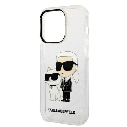 Cover til Apple iPhone 14 Pro, Karl Lagerfeld, Glitter Karl & Choupette, Gennemsigtig