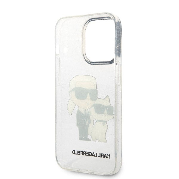 Cover til Apple iPhone 14 Pro, Karl Lagerfeld, Glitter Karl & Choupette, Gennemsigtig