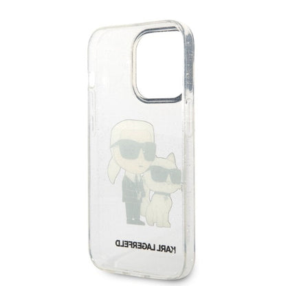 Cover til Apple iPhone 14 Pro, Karl Lagerfeld, Glitter Karl & Choupette, Gennemsigtig