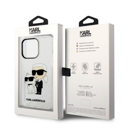 Cover til Apple iPhone 14 Pro, Karl Lagerfeld, Glitter Karl & Choupette, Gennemsigtig