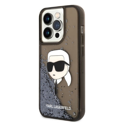 Etui til Apple iPhone 14 Pro, Karl Lagerfeld, Glitter Karl's Head, Sort