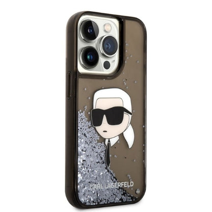 Etui til Apple iPhone 14 Pro, Karl Lagerfeld, Glitter Karl's Head, Sort