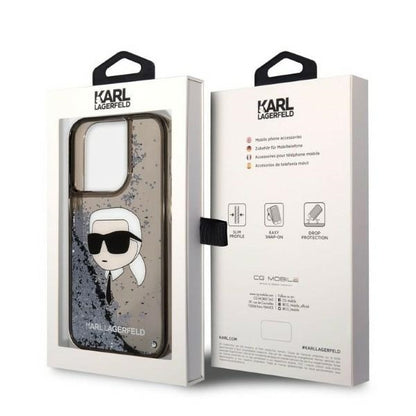 Etui til Apple iPhone 14 Pro, Karl Lagerfeld, Glitter Karl's Head, Sort