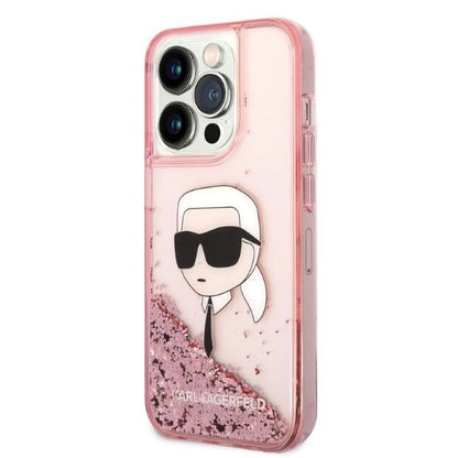 Case for Apple iPhone 14 Pro, Karl Lagerfeld, Glitter Karl's Head, Pink