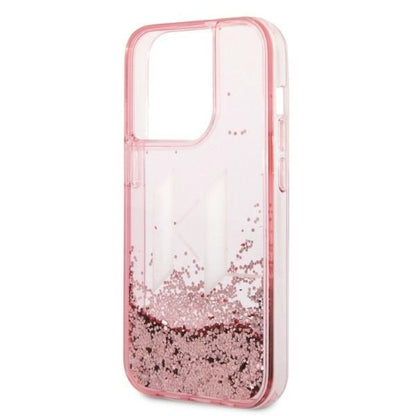 Etui til Apple iPhone 14 Pro, Karl Lagerfeld, Glitter Liquid Big KL, Pink