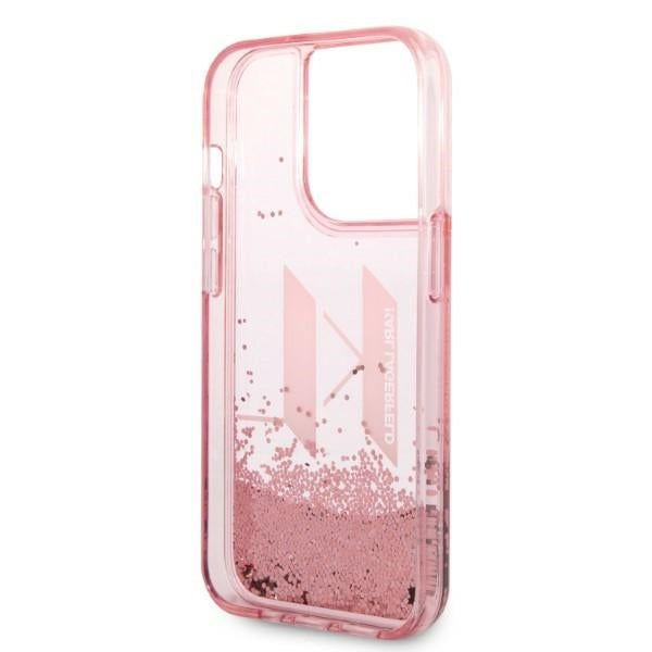 Etui til Apple iPhone 14 Pro, Karl Lagerfeld, Glitter Liquid Big KL, Pink