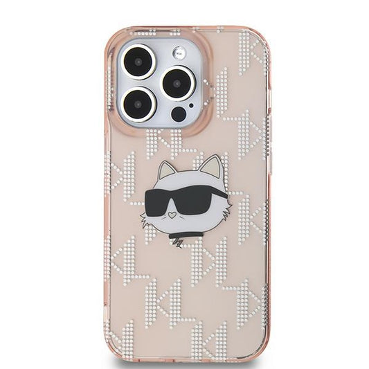 Etui til Apple iPhone 14 Pro, Karl Lagerfeld, IML Luxury Monogram Choupette's Head, Pink