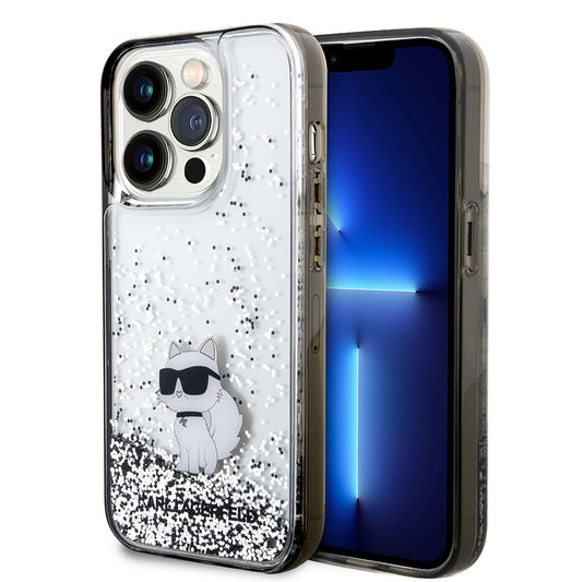 Etui til Apple iPhone 14 Pro, Karl Lagerfeld, Liquid Glitter Choupette, Gennemsigtig