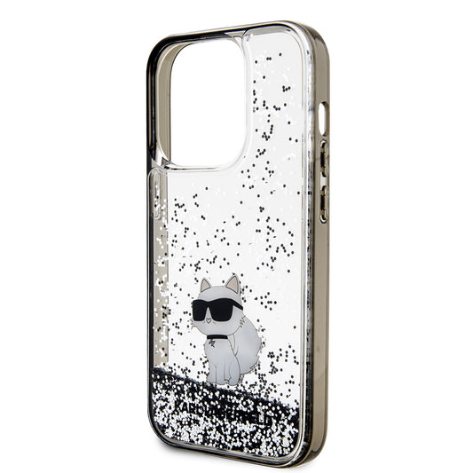 Etui til Apple iPhone 14 Pro, Karl Lagerfeld, Liquid Glitter Choupette, Gennemsigtig